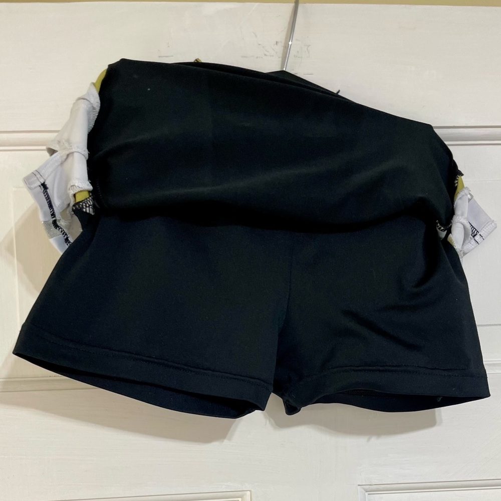 Girls Black Gold White Rhinestone Cheer Skirt Skort Size YM - Picture 4 of 8
